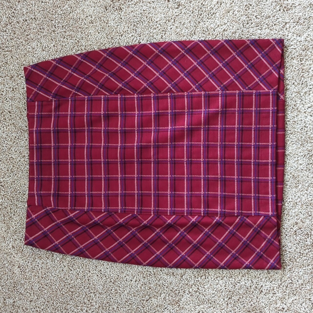 J. Jill Red/Blue Plaid Sweater Knit Pencil Skirt